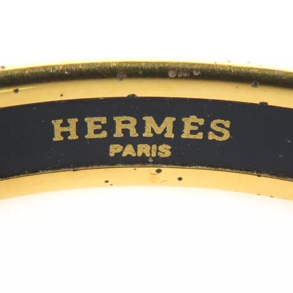 Auth HERMES Cloisonne Bangle Bracelet Gold/Blue Metal/Enamel - Picture 8 of 8